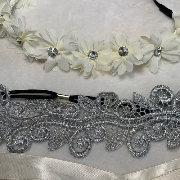 Lot of Four Headbands Cream and Silver Theme - Picture 4 of 15